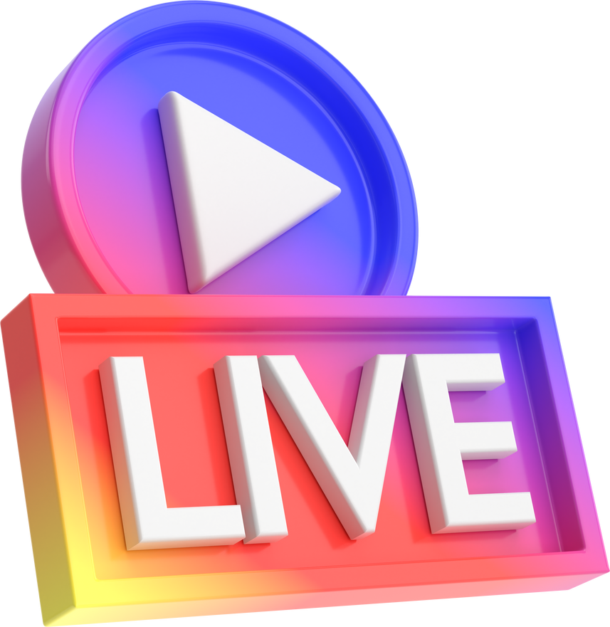 3D live icon. Live streaming.