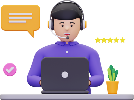 3d Customer support agent rating illustration